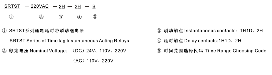 SRTST-220VAC-1H1D-1H1D-B型號及其含義