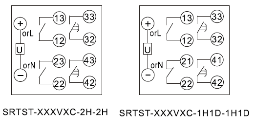 SRTST-220VAC-1H1D-1H1D-B內部接線圖